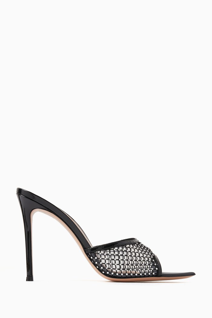

Plexi 105 Crystal Mules in Patent Leather, Black