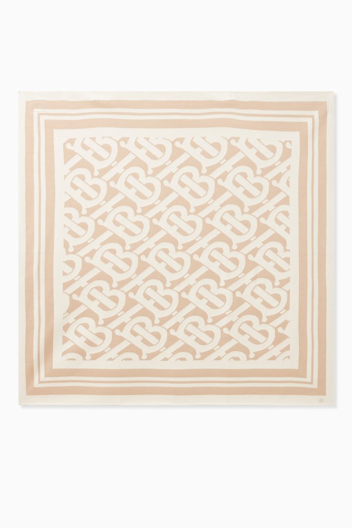 Monogram Baby Blanket in Cotton & Silk, Neutral