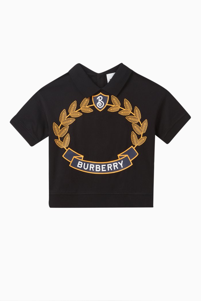 

Oak Leaf Crest Logo-print Polo Shirt in Cotton, Black