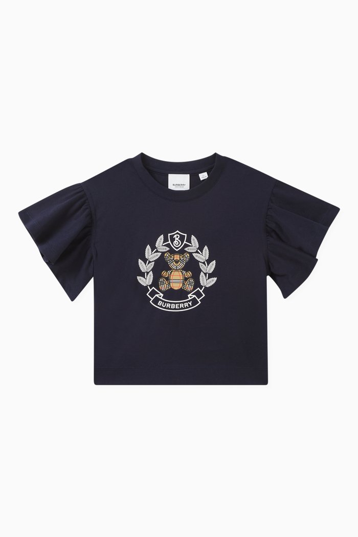 

Oak Leaf Crest Logo-print T-shirt in Cotton, Blue