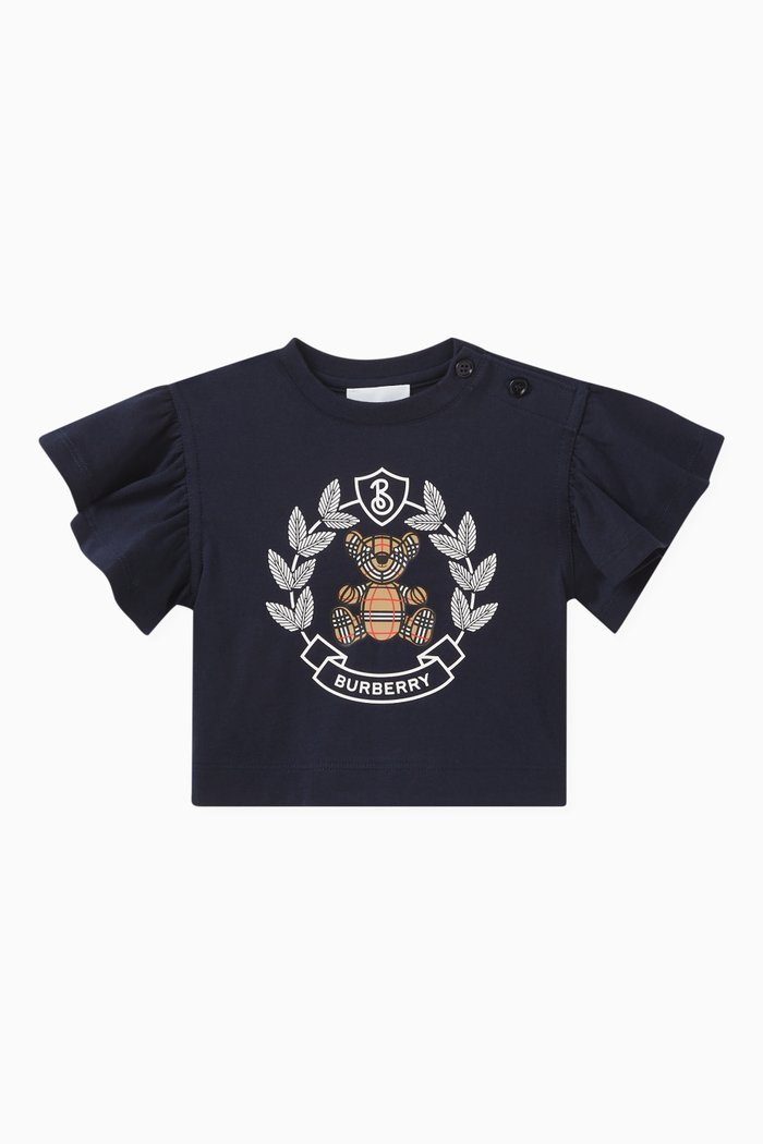 

Oak Leaf Crest Logo-print T-shirt in Cotton, Blue