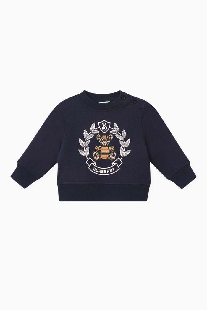 

Graphic Logo Print Sweatshirt in Cotton, Blue