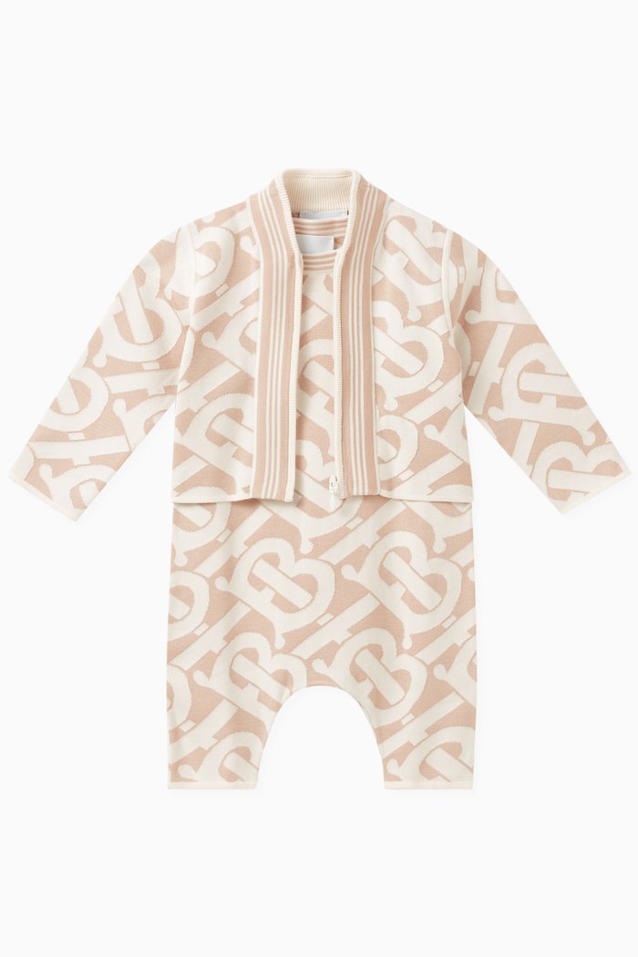 Monogram-print Gift Set in Cotton-blend, Neutral