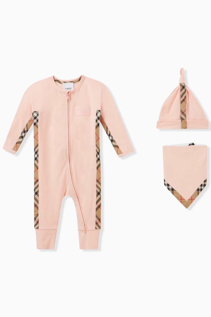 Check-pattern Romper Set in Cotton, Pink