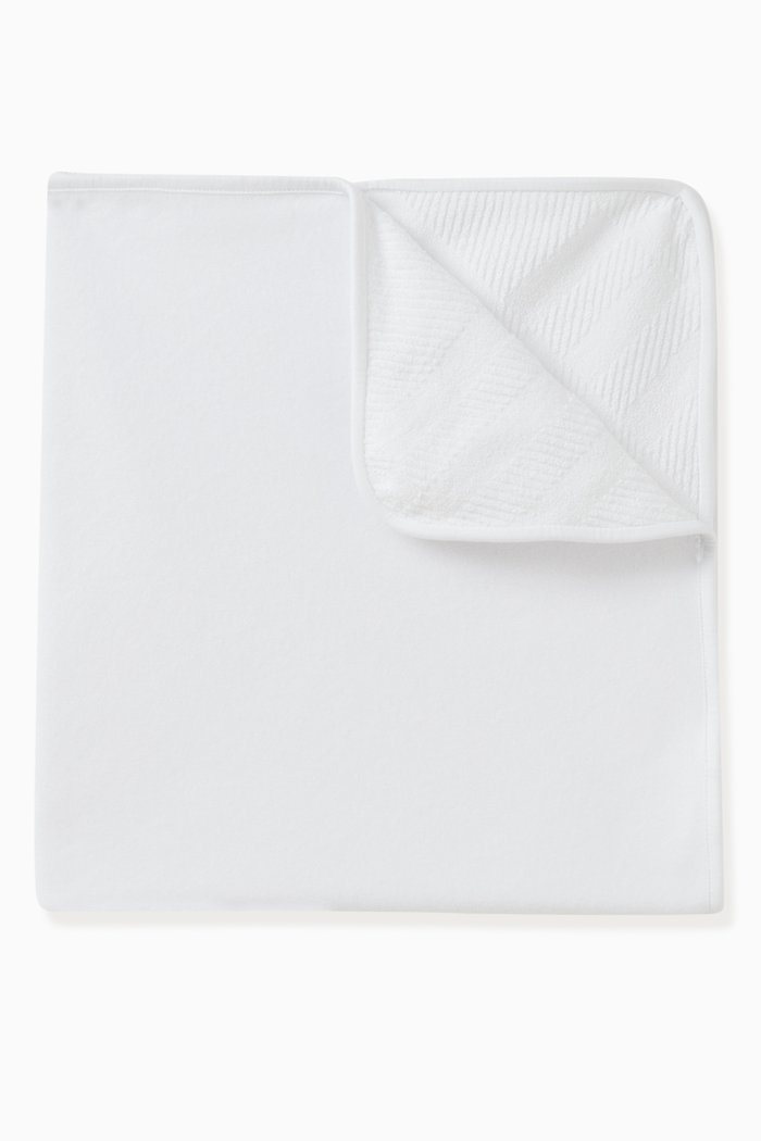 Baby Bath Set in Check Cotton Blend, White