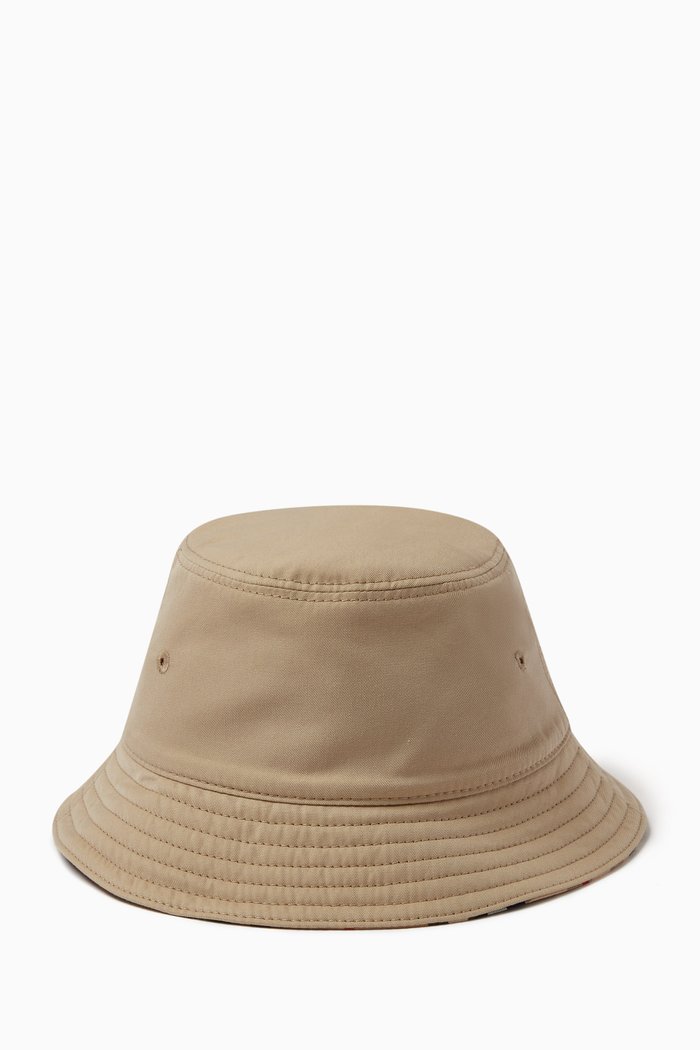 

Reversible Check Bucket Hat in Cotton, Neutral
