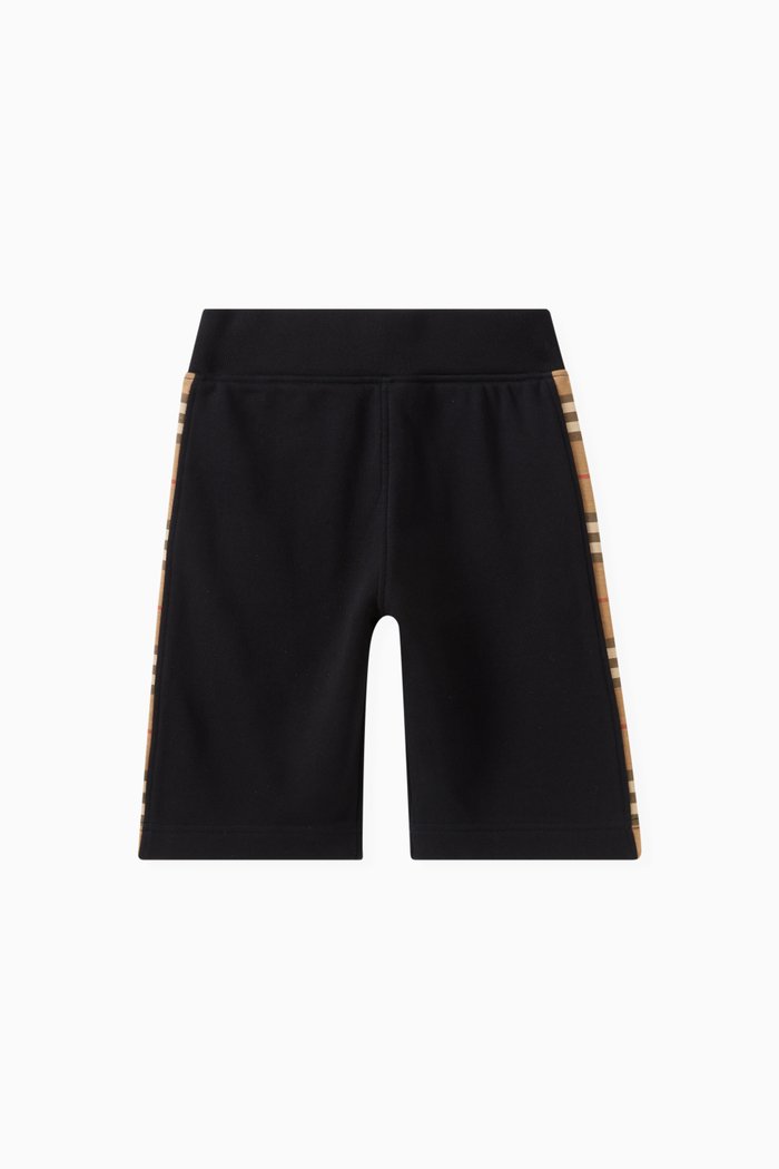 Check Panel Shorts in Cotton, Black