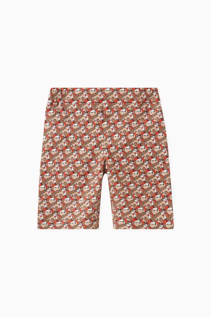 

Thomas Bear Print Shorts in Cotton, Orange