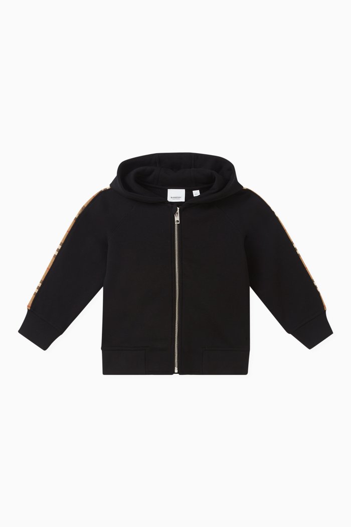 

Check Motif Sweatshirt in Cotton, Black