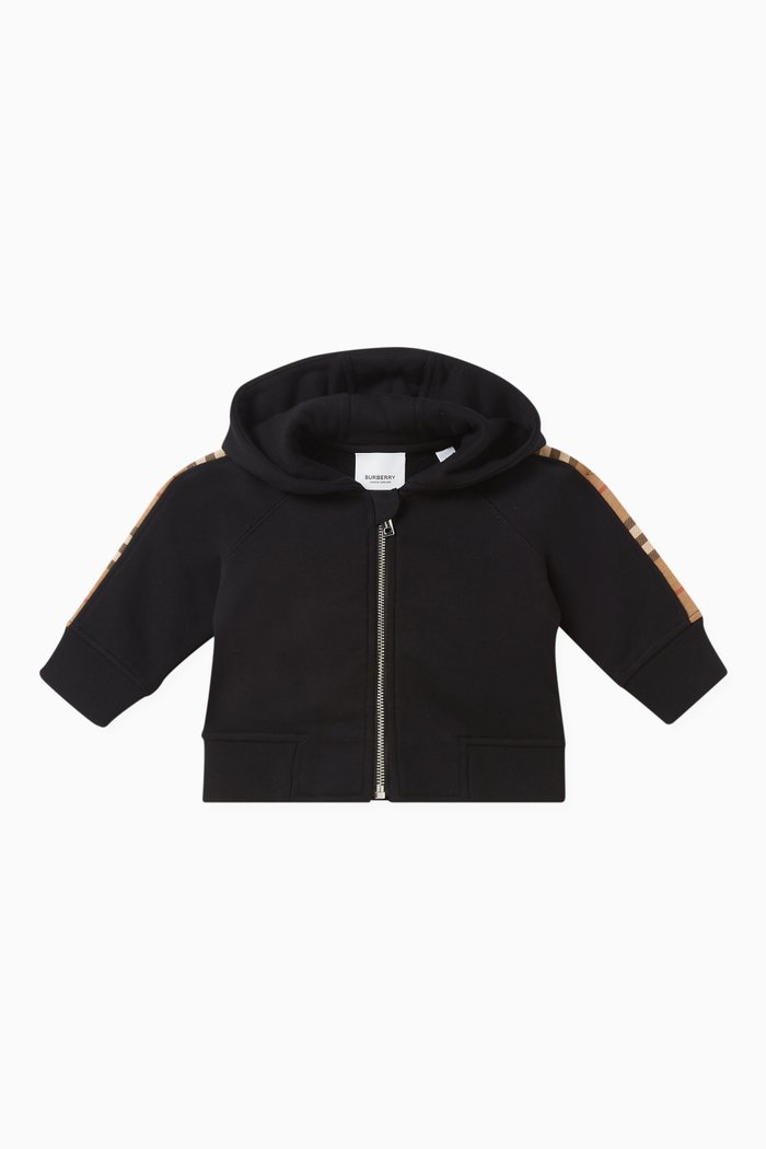 

Check Motif Sweatshirt in Cotton, Black