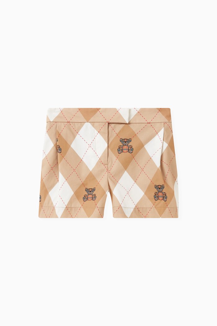 

Argyle-pattern Thomas Bear-print Shorts in Cotton, Neutral