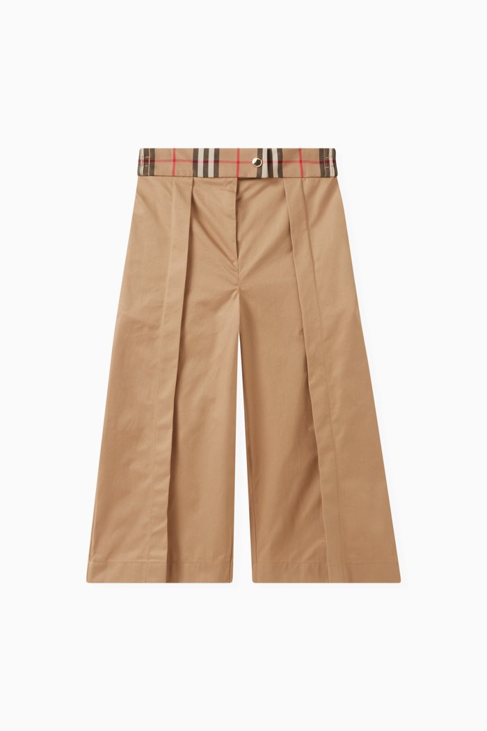 

Check-print Wide-leg Pants in Cotton, Neutral