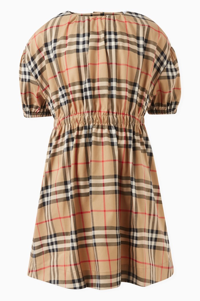 

Check-pattern Dress in Cotton, Neutral