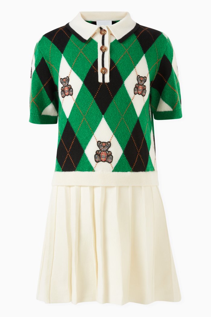 

Argyle-pattern Thomas Bear Dress in Wool-blend, Green