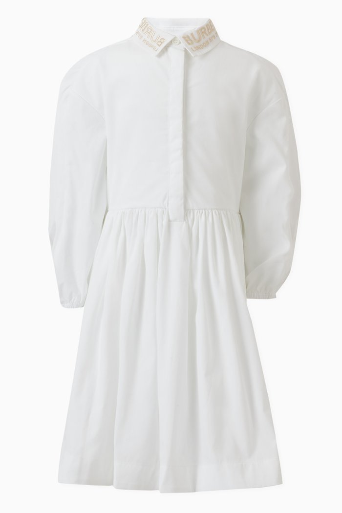 

Cape Detail Poplin Dress in Cotton Stretch, White