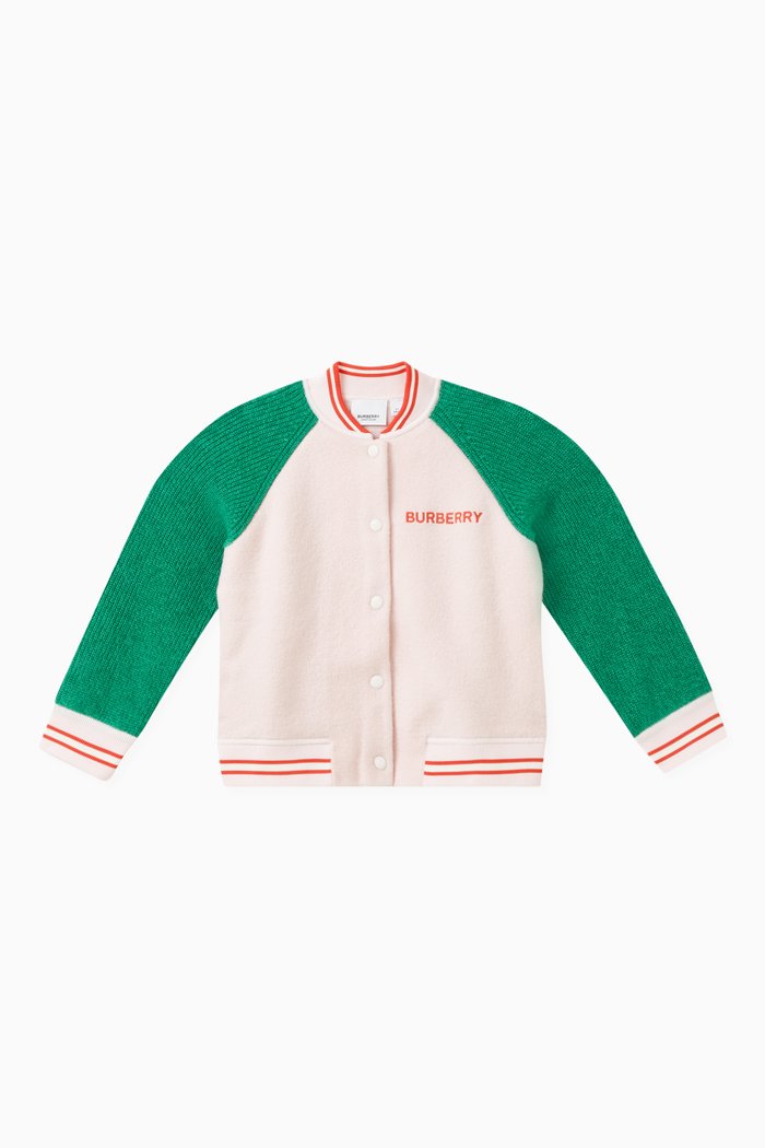 

Colour-blocked Bomber Jacket in Wool, Pink