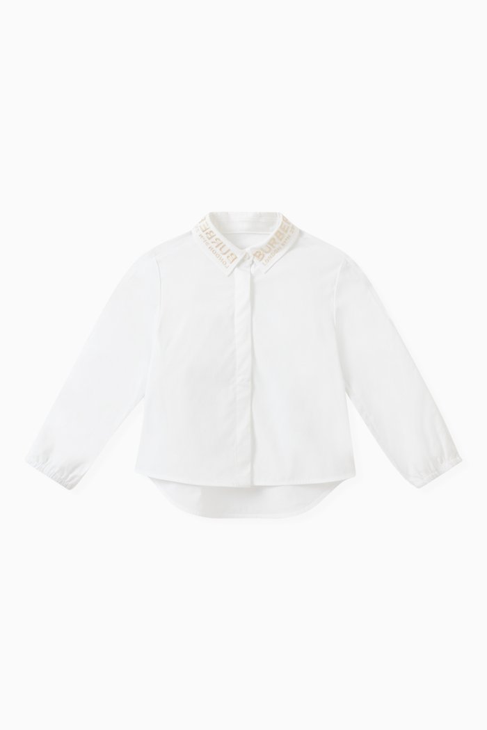 

Cape Detail Poplin Shirt in Cotton Stretch, White