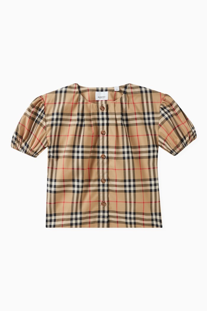 Check-print Top in Cotton Twill, Neutral