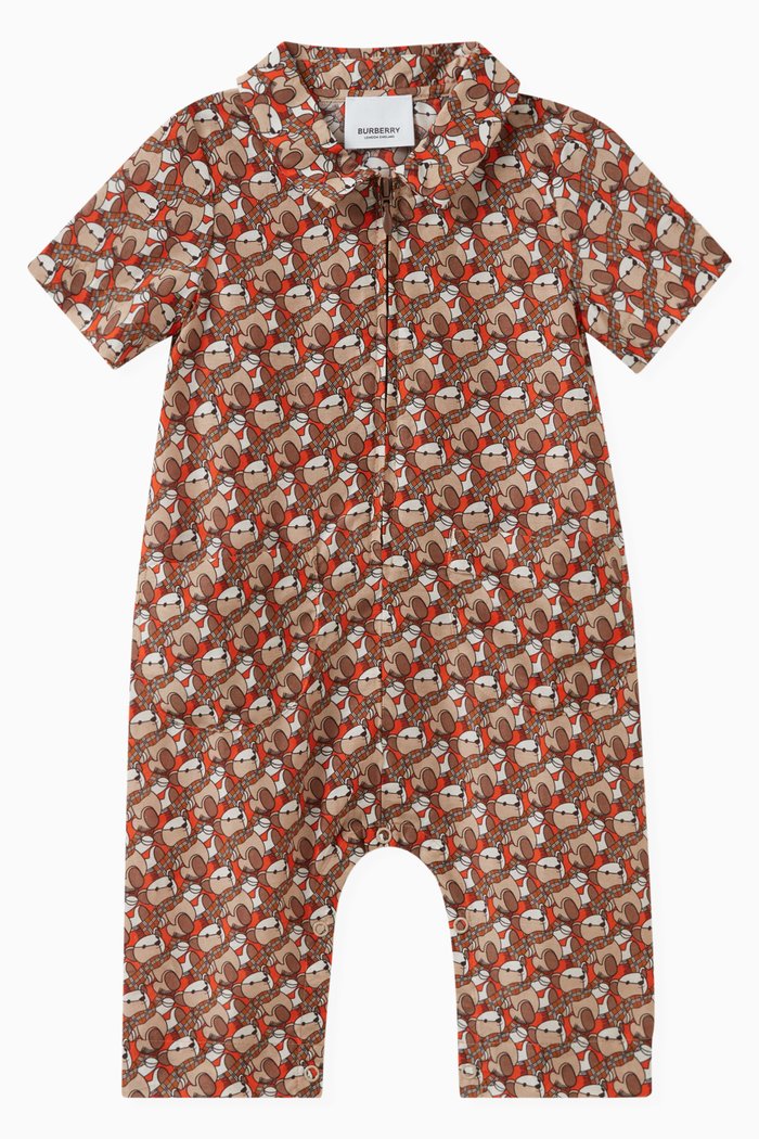 

Thomas Bear-print Playsuit in Cotton & Silk, Orange