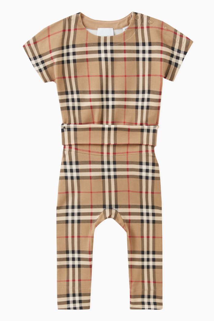 

Check-print Bodysuit Set in Cotton, Neutral