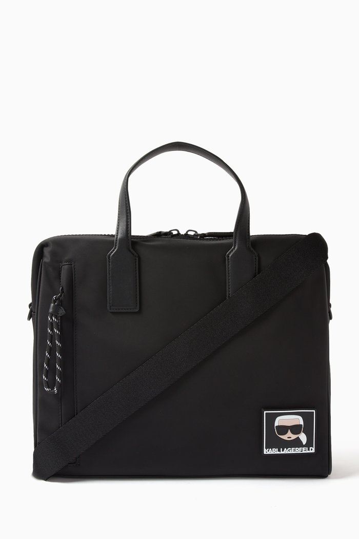 

Karl Logo Briefcase in Nylon, Black