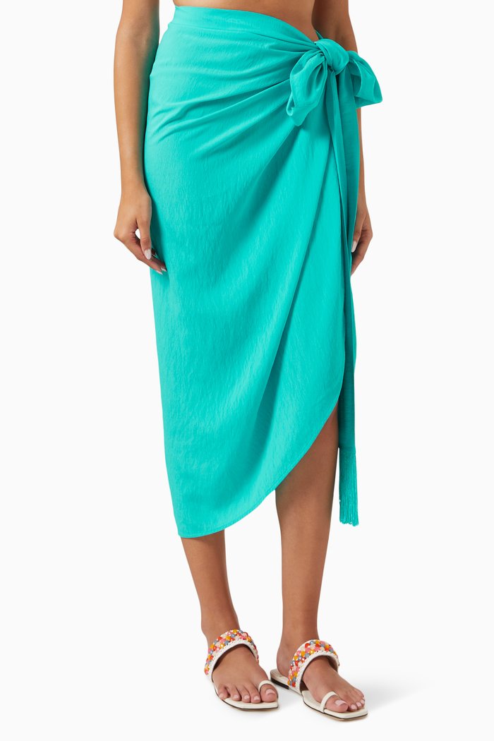 

Makai Cover Up Sarong in Cotton, Blue