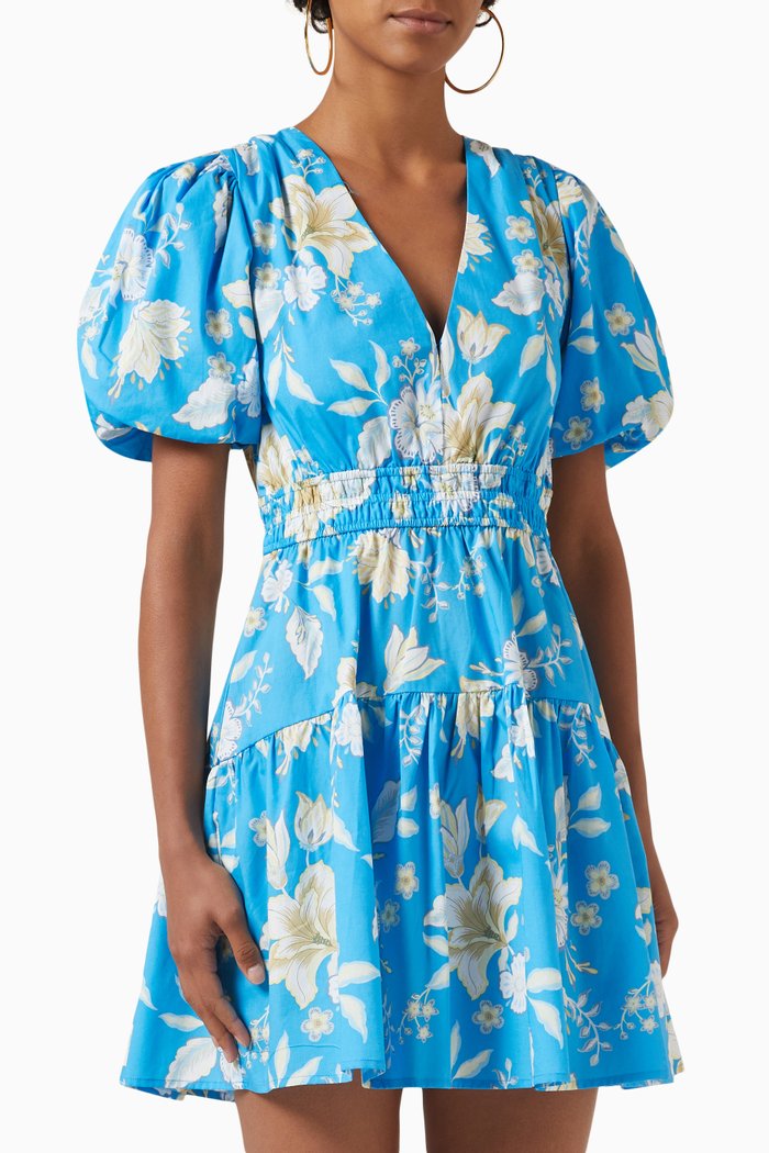 

Zinnia Mini Dress in Poplin, Blue