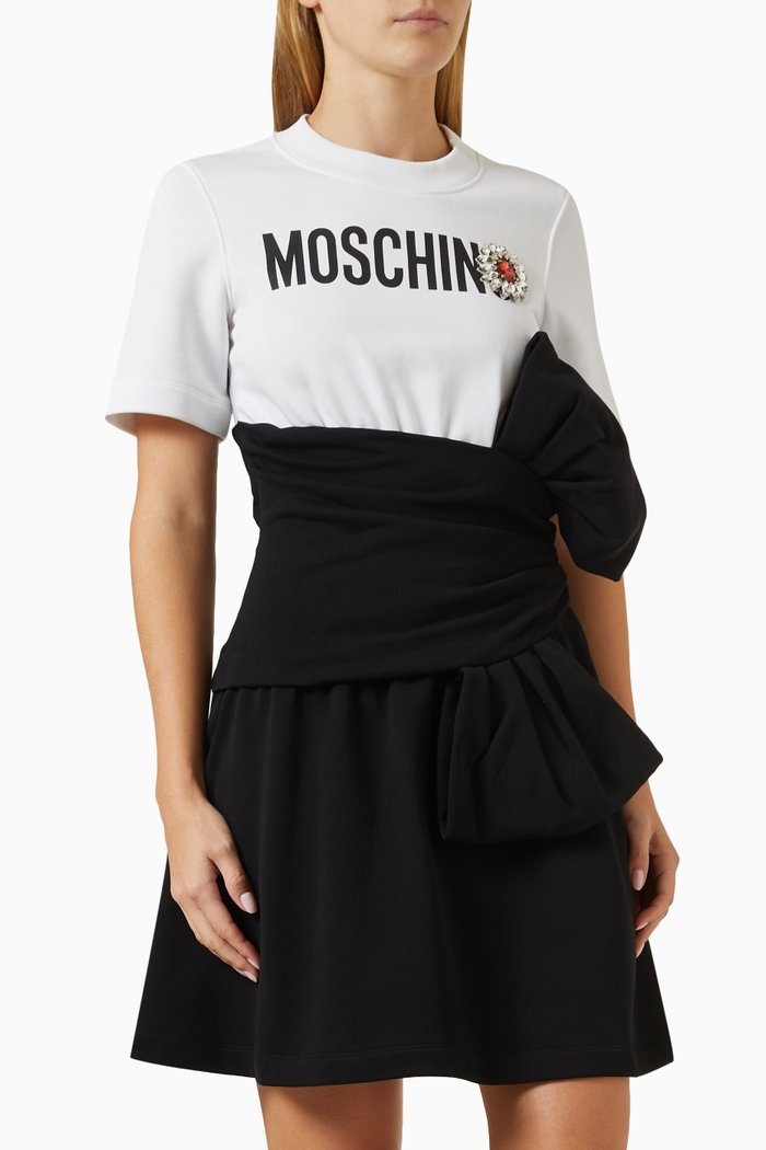 

Jewel Flower Mini Dress in Organic Cotton, White
