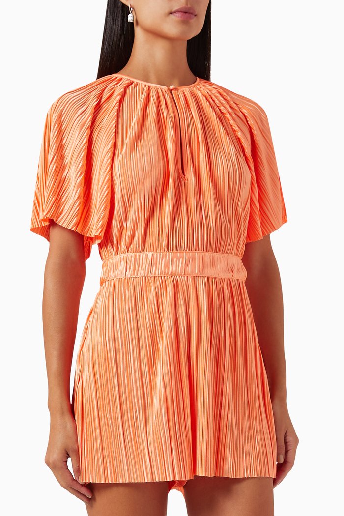 Livia Plisse Romper, Orange
