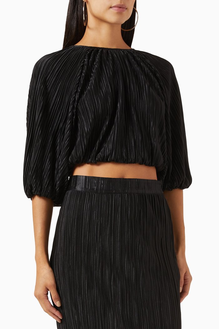 

Livia Plisse Crop Top, Black