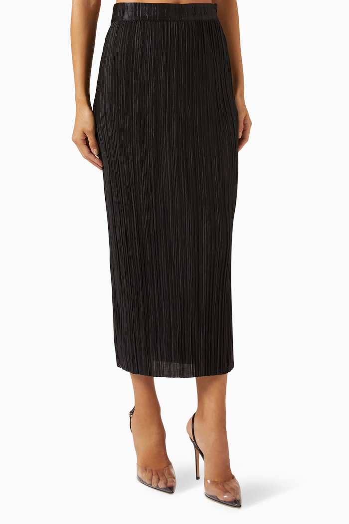 

Livia Plisse Midi Skirt, Black