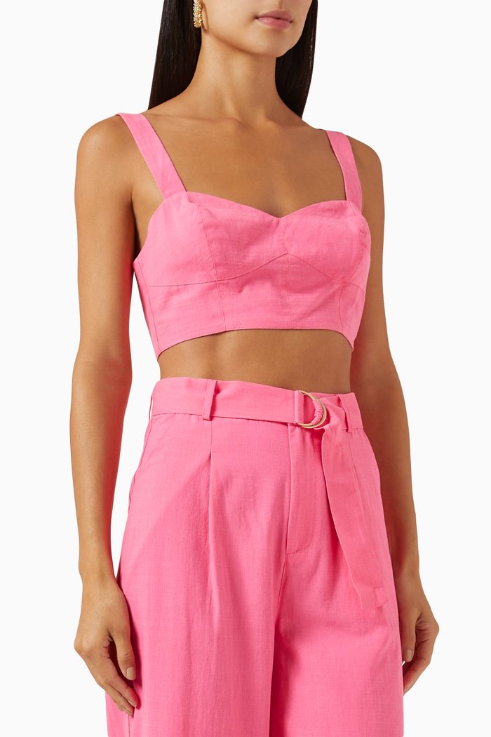 

Kalani Crop Top in Linen-blend, Pink