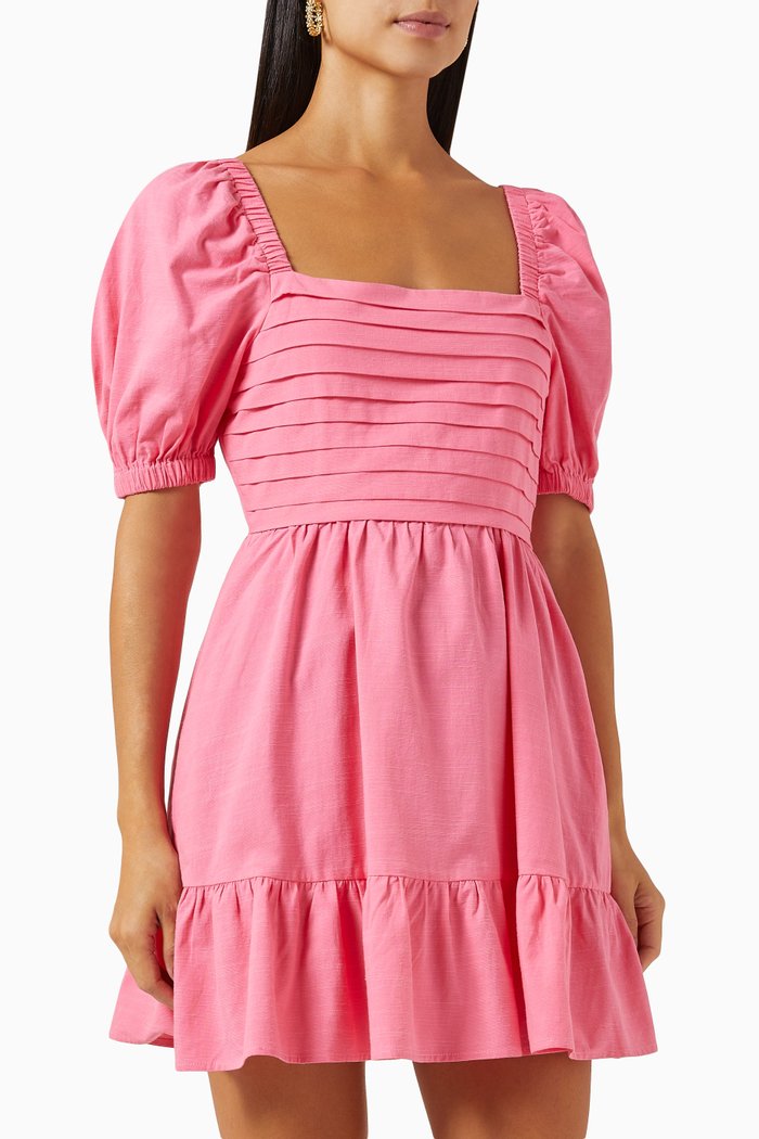 

Kalani Mini Dress in Linen, Pink