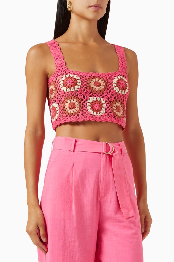 

Harlow Crochet Crop Top, Pink