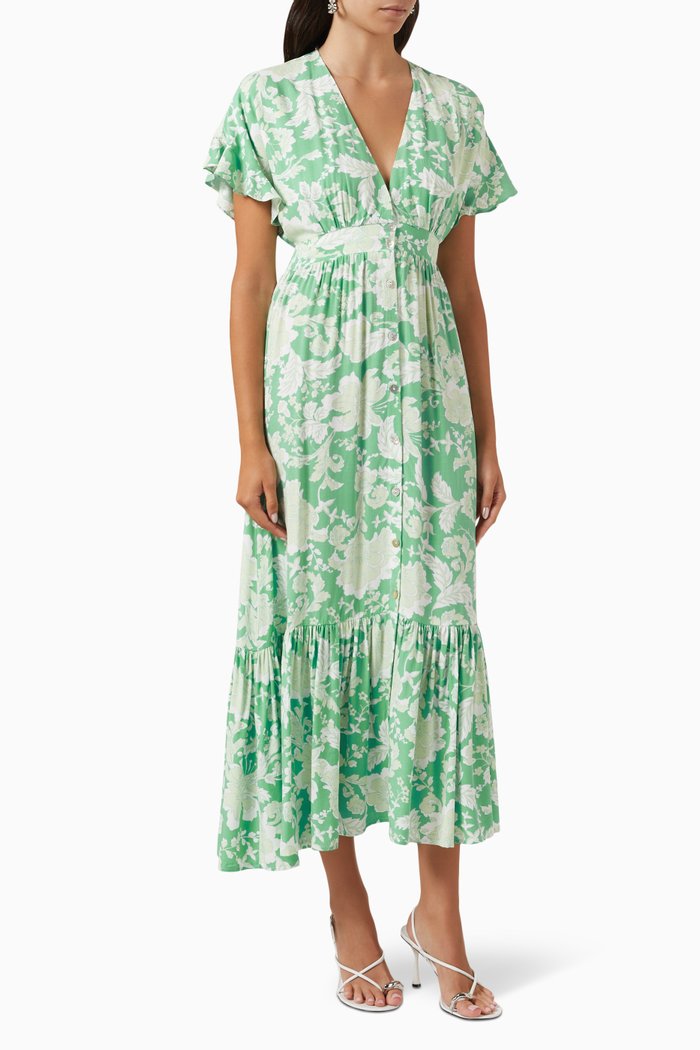 

Felicia Embroidered Midi Dress, Green