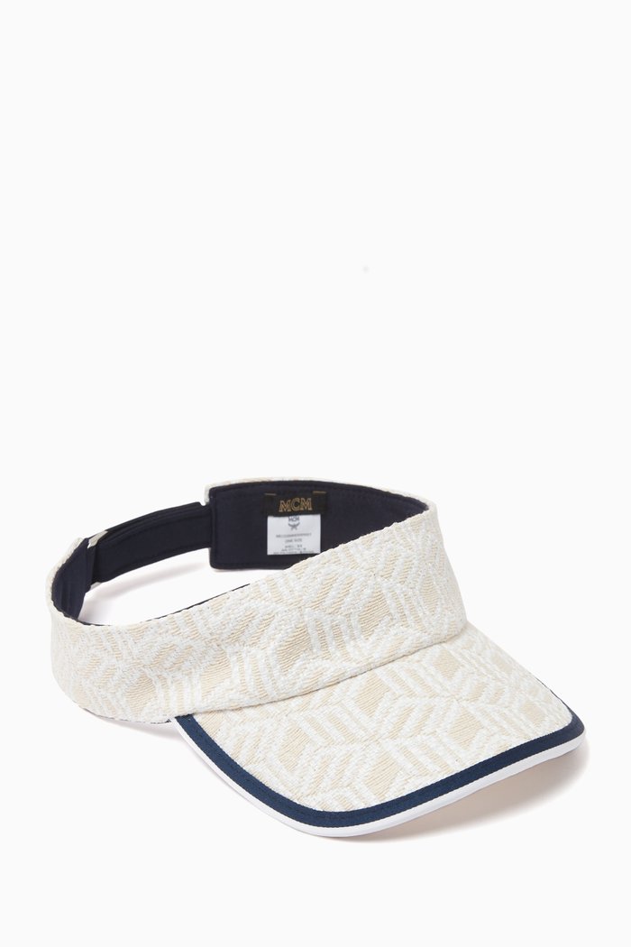 

Visor Hat in Cubic Monogram Raffia, Neutral