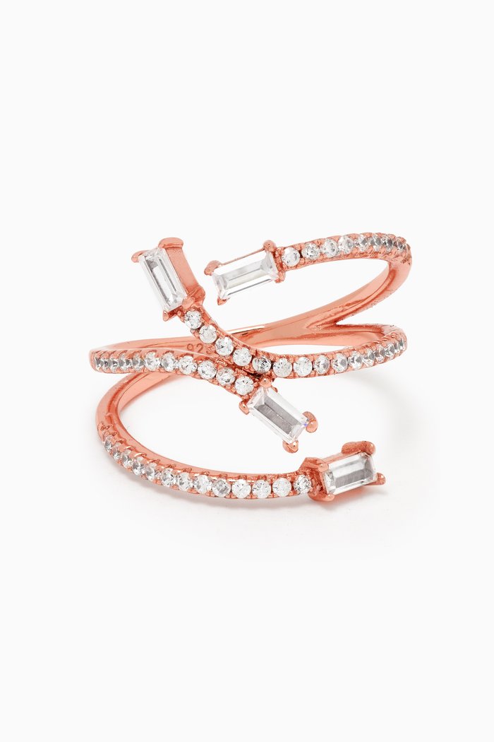 

Crystal Pavé Ring in Rose Gold-plated Sterling Silver