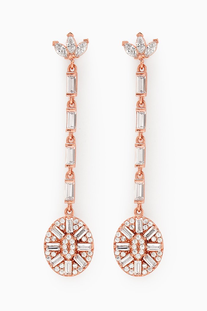 

Crystal Pendant Drop Earrings in Rose Gold-plated Sterling Silver