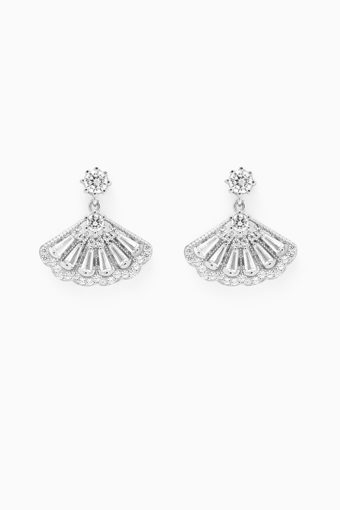 Fan Crystal Earrings in Sterling Silver