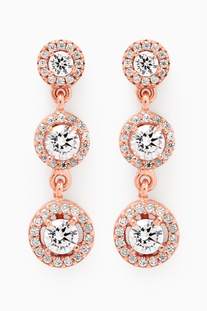 

Multiple Crystal Drop Earrings in Rose Gold-plated Sterling Silver