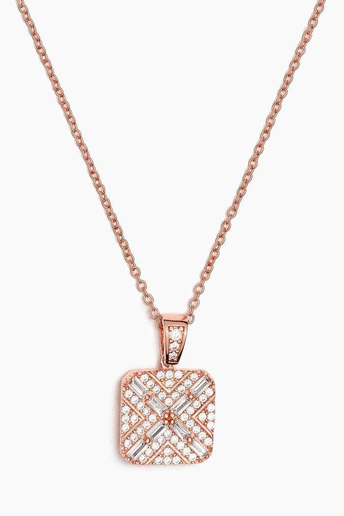

Square Crystal Necklace in Rose Gold-plated Sterling Silver