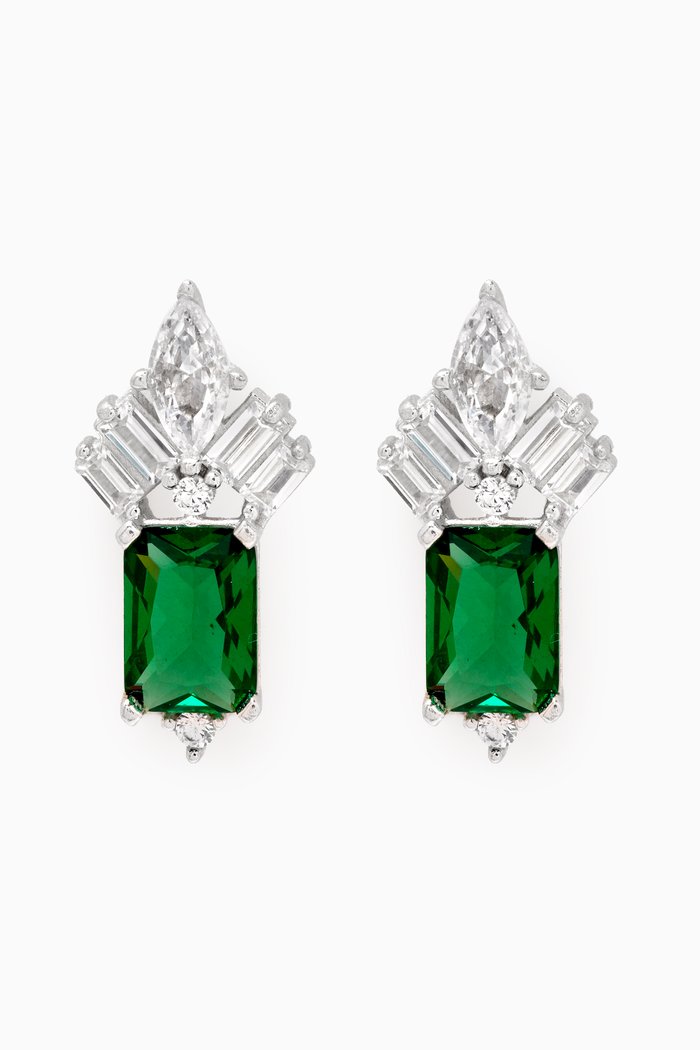 

Crystal Stud Earrings in Sterling Silver, Green