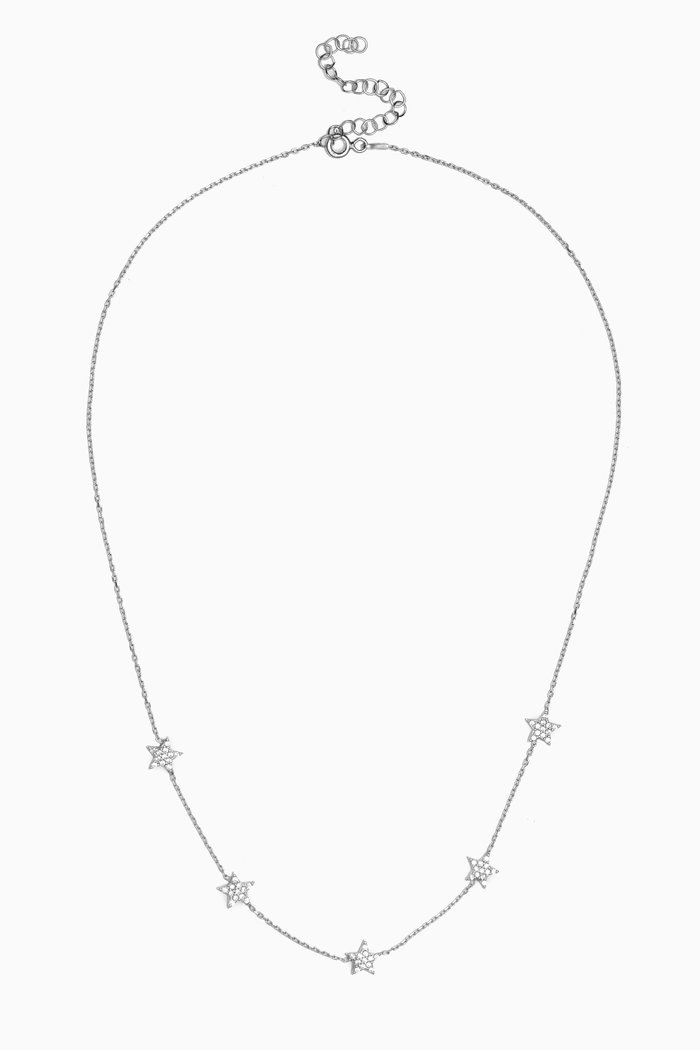 Crystal Star Chain Necklace in Sterling Silver