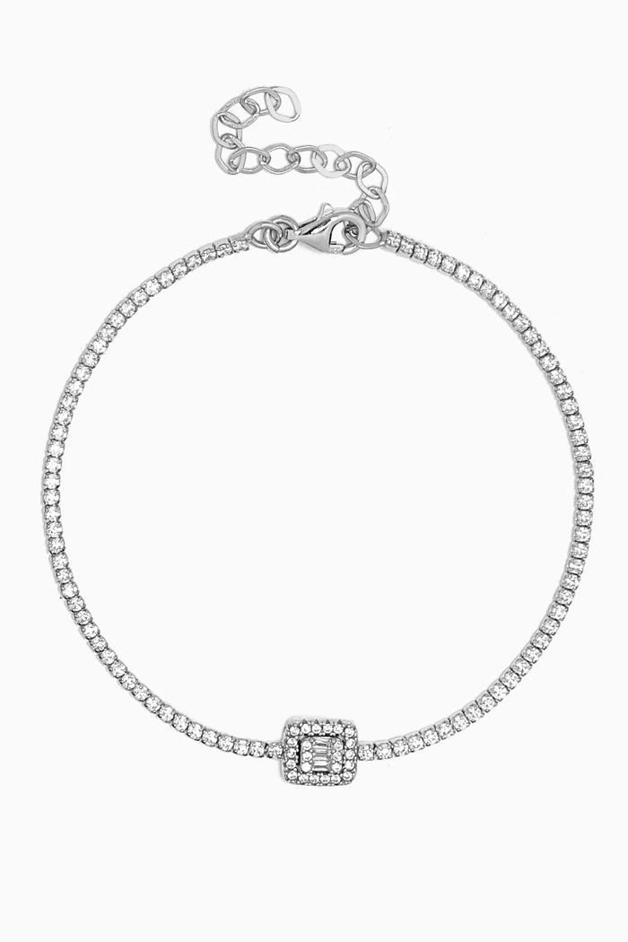 

Square Stone Tennis Bracelet in Sterling Silver