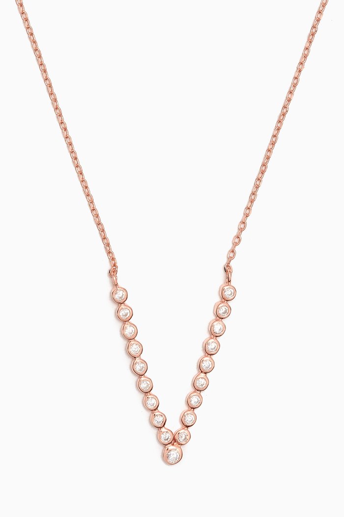 V-shaped Crystal Necklace in Rose Gold-plated Sterling Silver