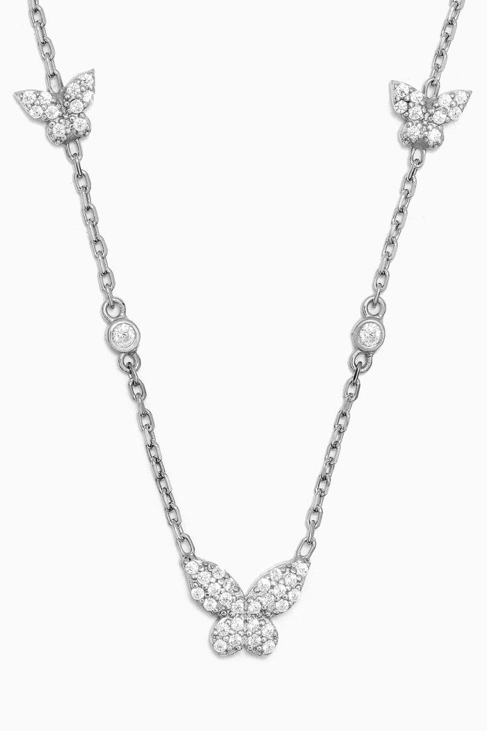 Butterfly Crystal Necklace in Sterling Silver