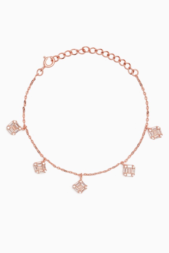 

Crystal Chain Bracelet in Rose Gold-plated Sterling Silver