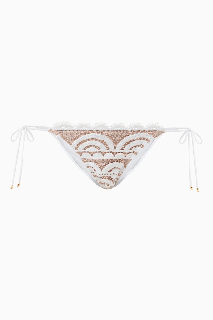 

Lace Tie Bikini Bottoms, White