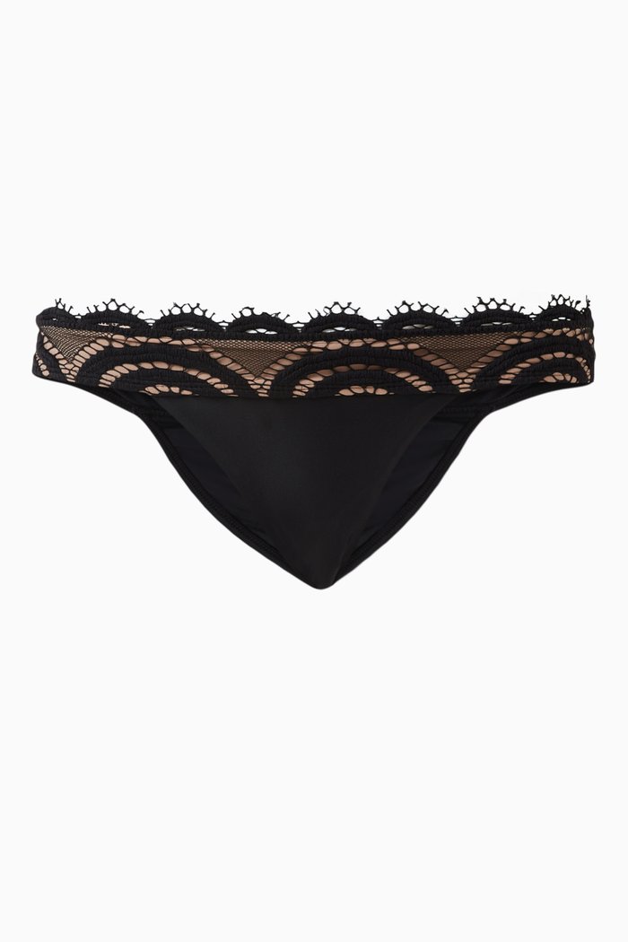 

Lace Banded Teeny Bikini Bottoms, Black