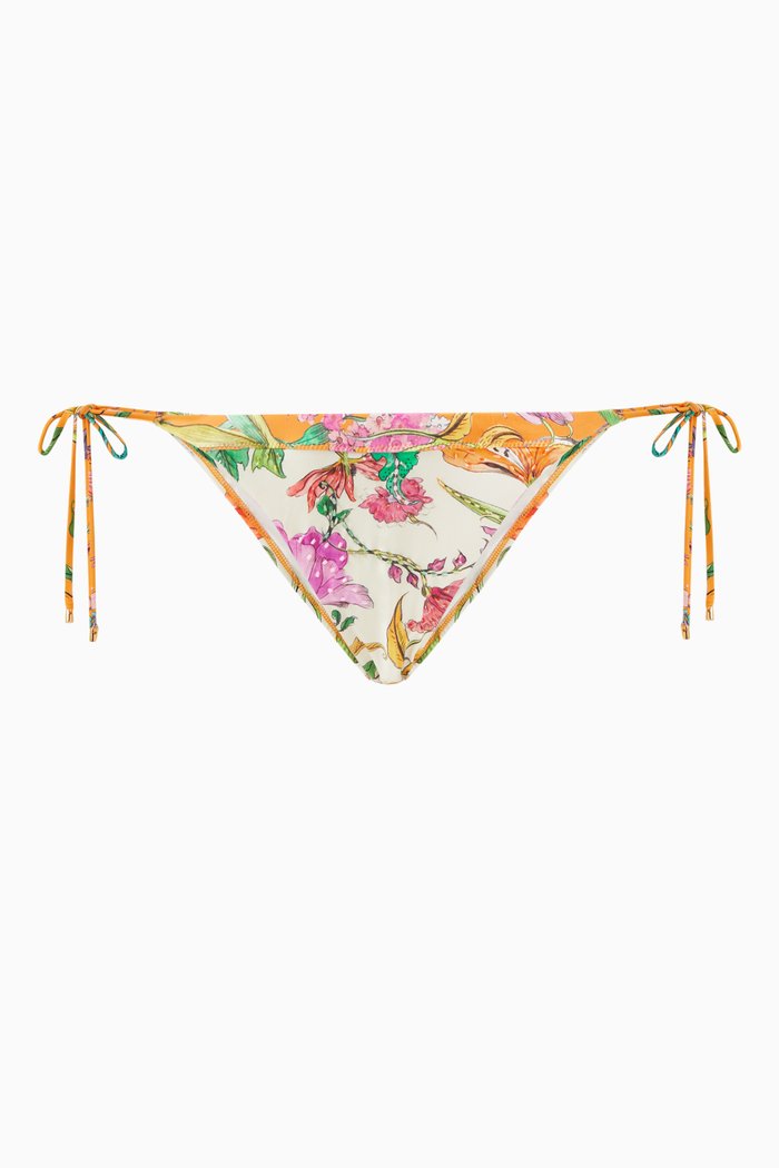 

Embroidered Mix Up Tie Teeny Bikini Bottoms, Multicolour
